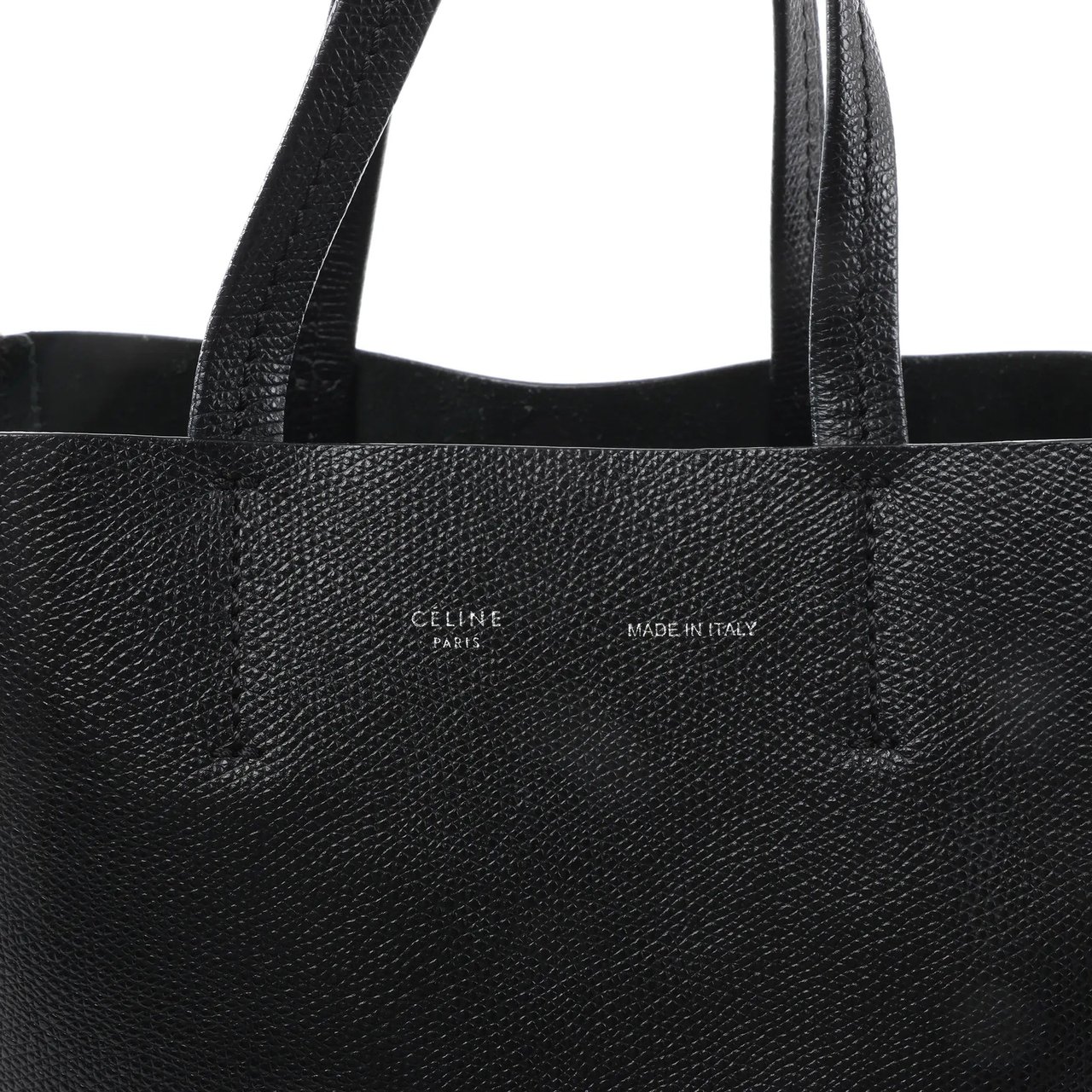 Celine CELINE Cabas Vertical Small Leather 2Way Handbag in Black Zwart