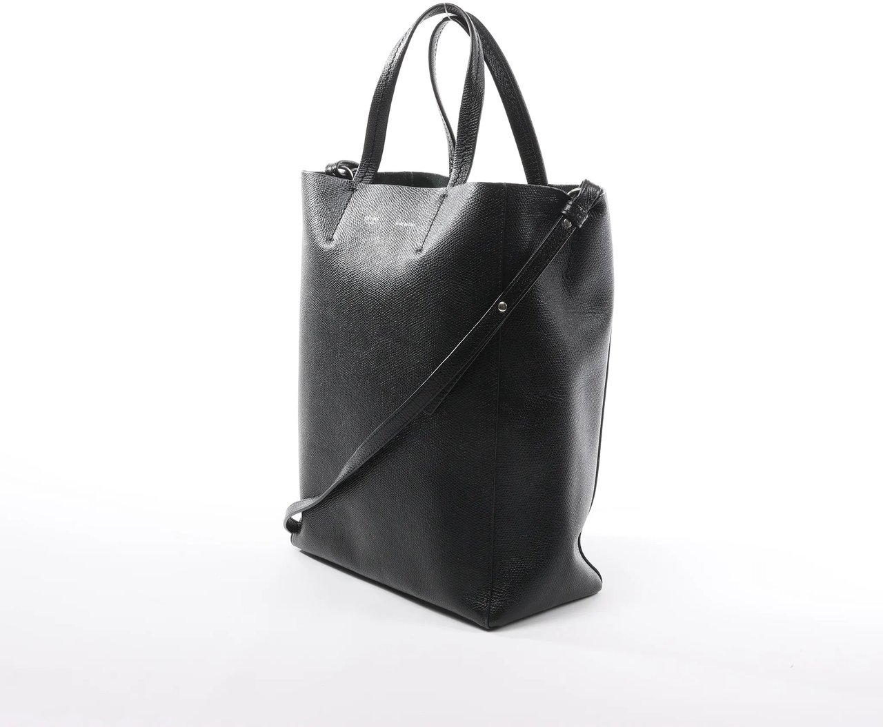 Celine CELINE Cabas Vertical Small Leather 2Way Handbag in Black Zwart