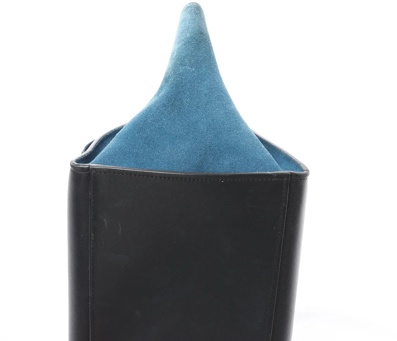 Celine CELINE Trapeze Leather x Suede 2Way Handbag in Blue x Black Blauw