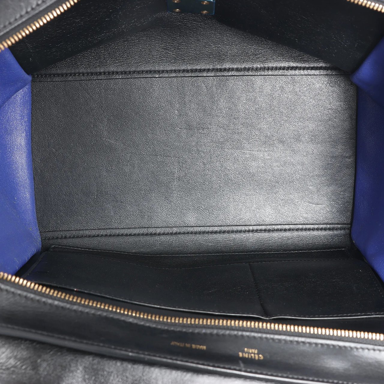 Celine CELINE Trapeze Leather x Suede 2Way Handbag in Brown x Navy Blue x Black Blauw