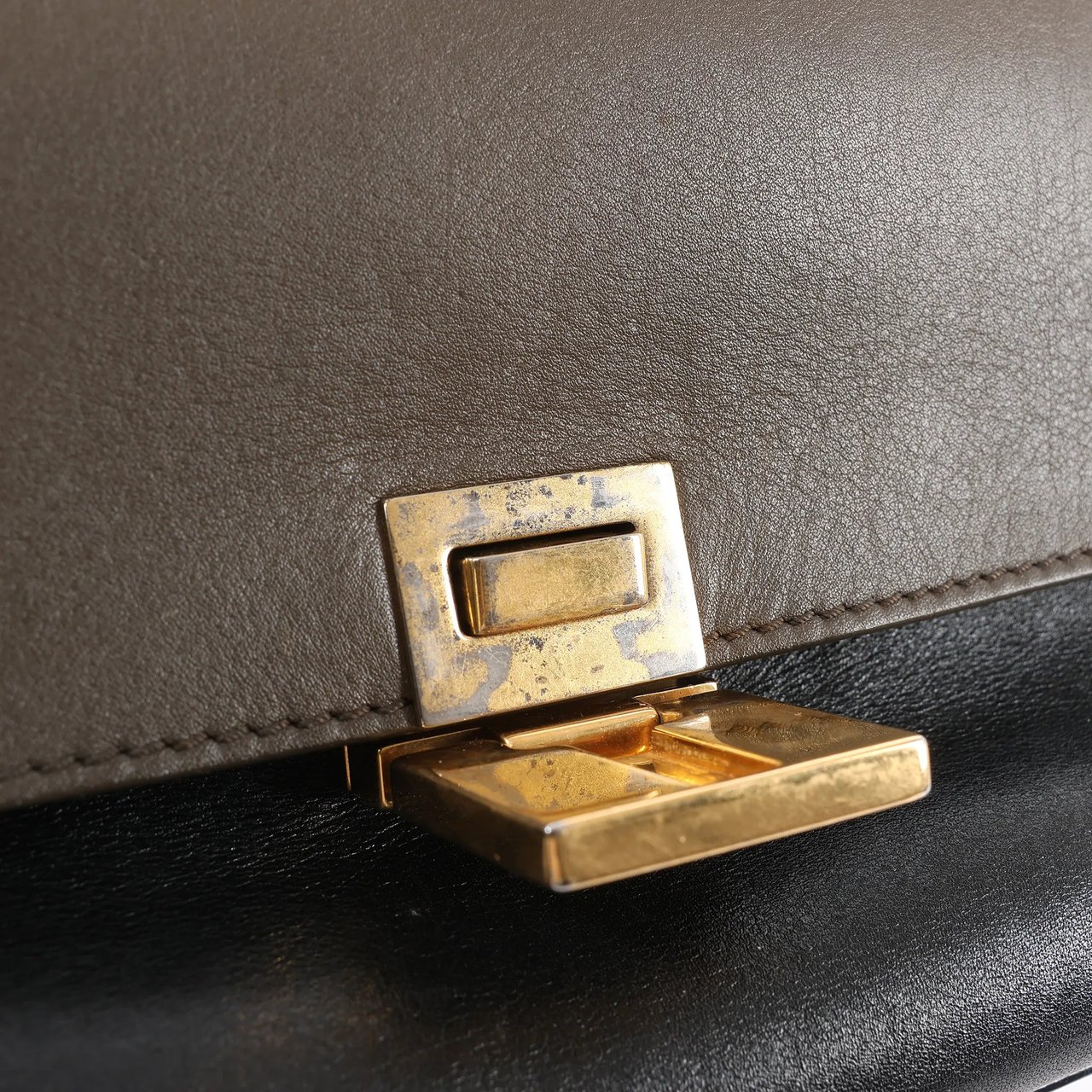 Celine CELINE Trapeze Leather x Suede 2Way Handbag in Brown x Navy Blue x Black Blauw