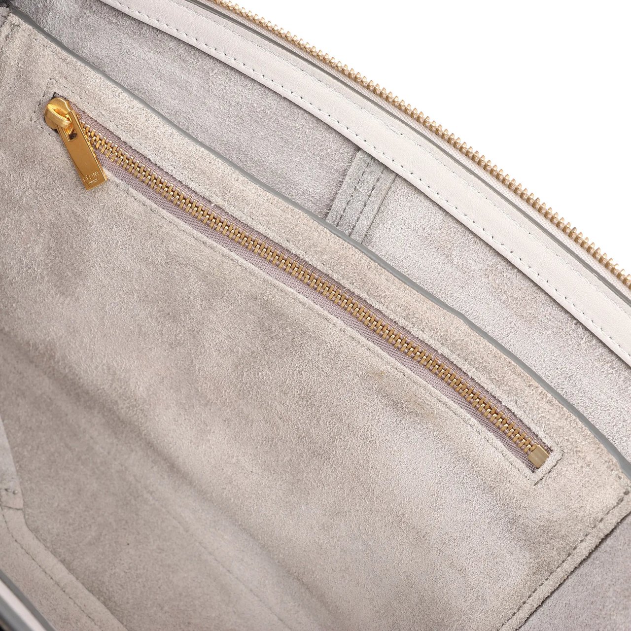 Celine Celine Tri-Fold Leather Chain Shoulder Bag in Gray Grijs