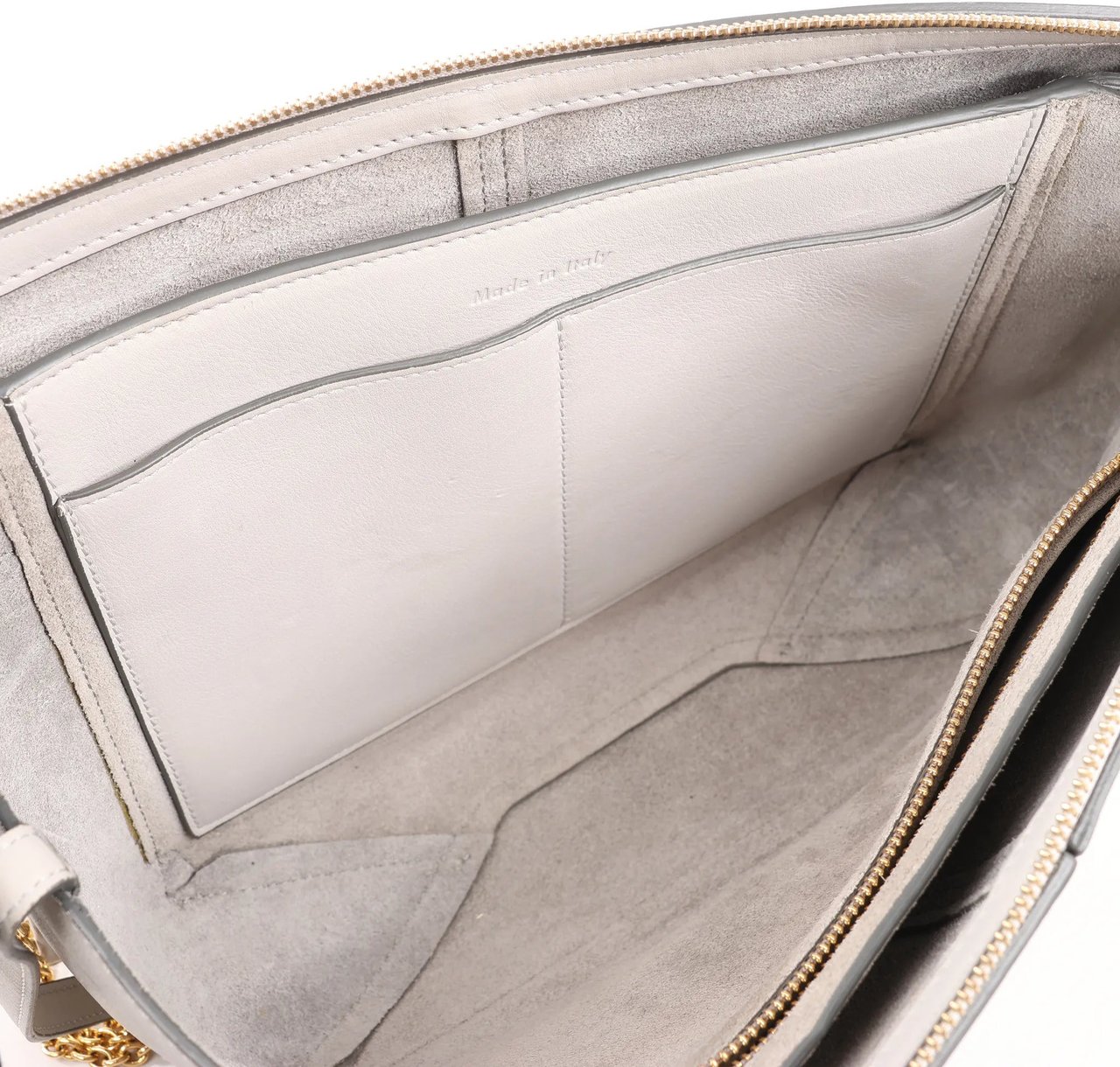 Celine Celine Tri-Fold Leather Chain Shoulder Bag in Gray Grijs