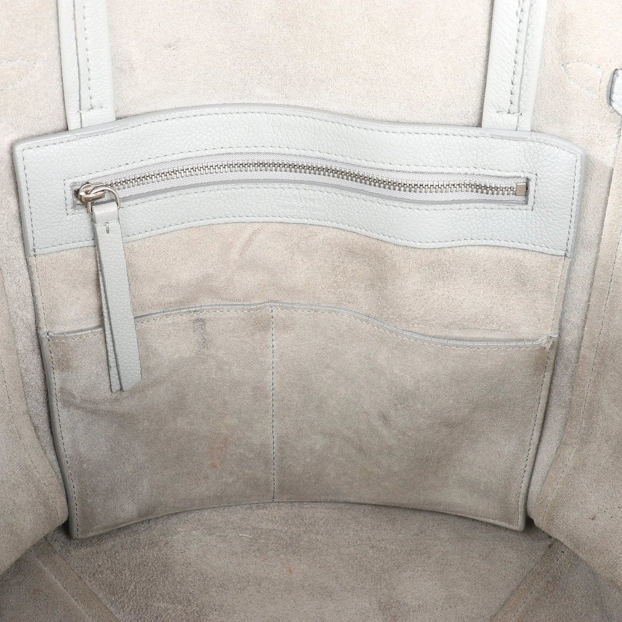 Celine Celine Cabas Phantom Small Leather Shoulder Bag in Gray Grijs