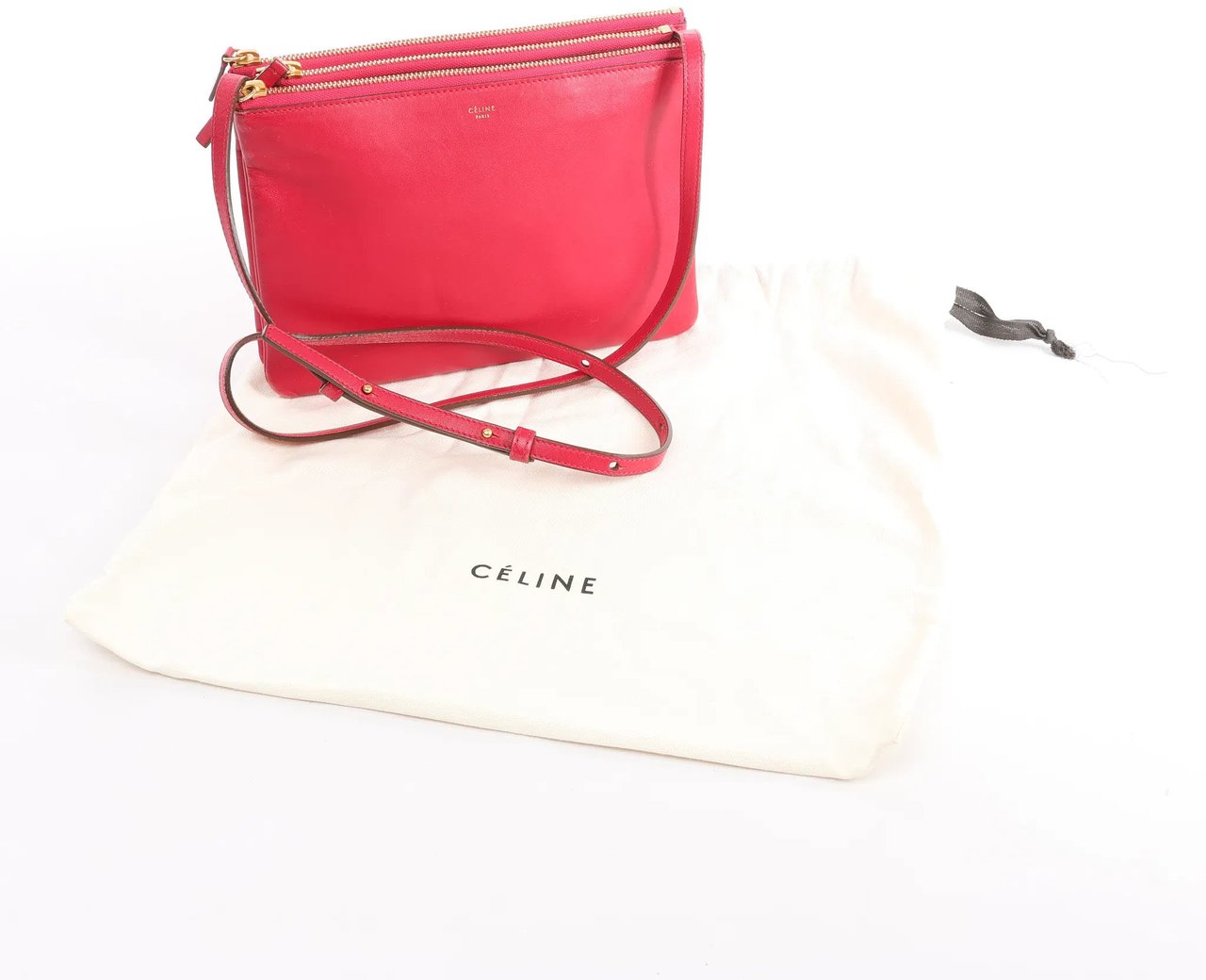 Celine Celine Trio Large Leather Crossbody bag in Pink Roze