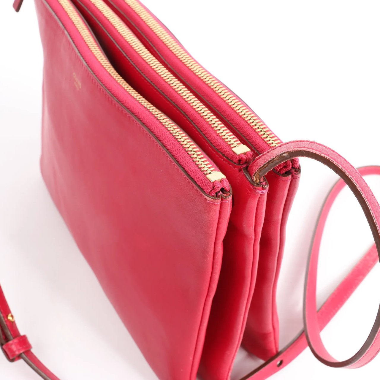 Celine Celine Trio Large Leather Crossbody bag in Pink Roze