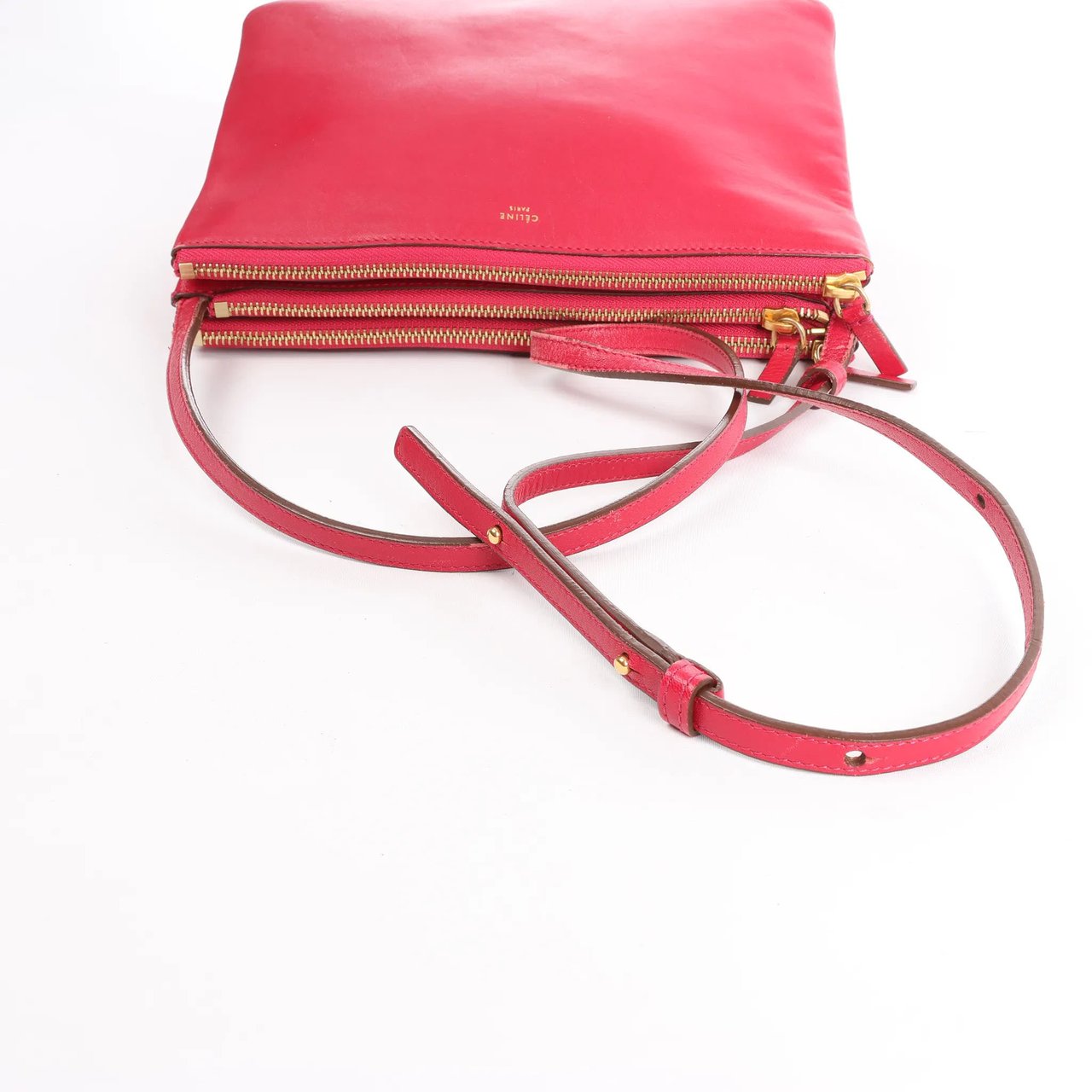 Celine Celine Trio Large Leather Crossbody bag in Pink Roze