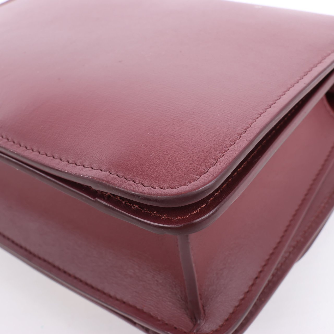 Celine Celine Classic Box Small Leather Shoulder Bag in Burgundy Maroon