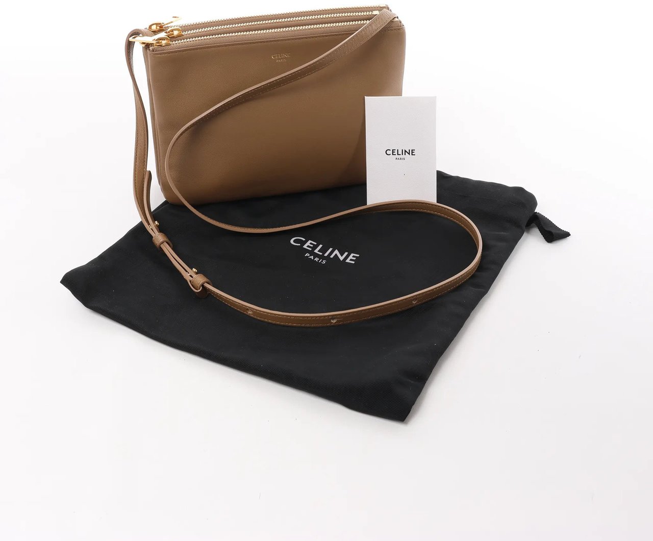 Celine Celine Trio Small Leather Crossbody bag in Brown Bruin