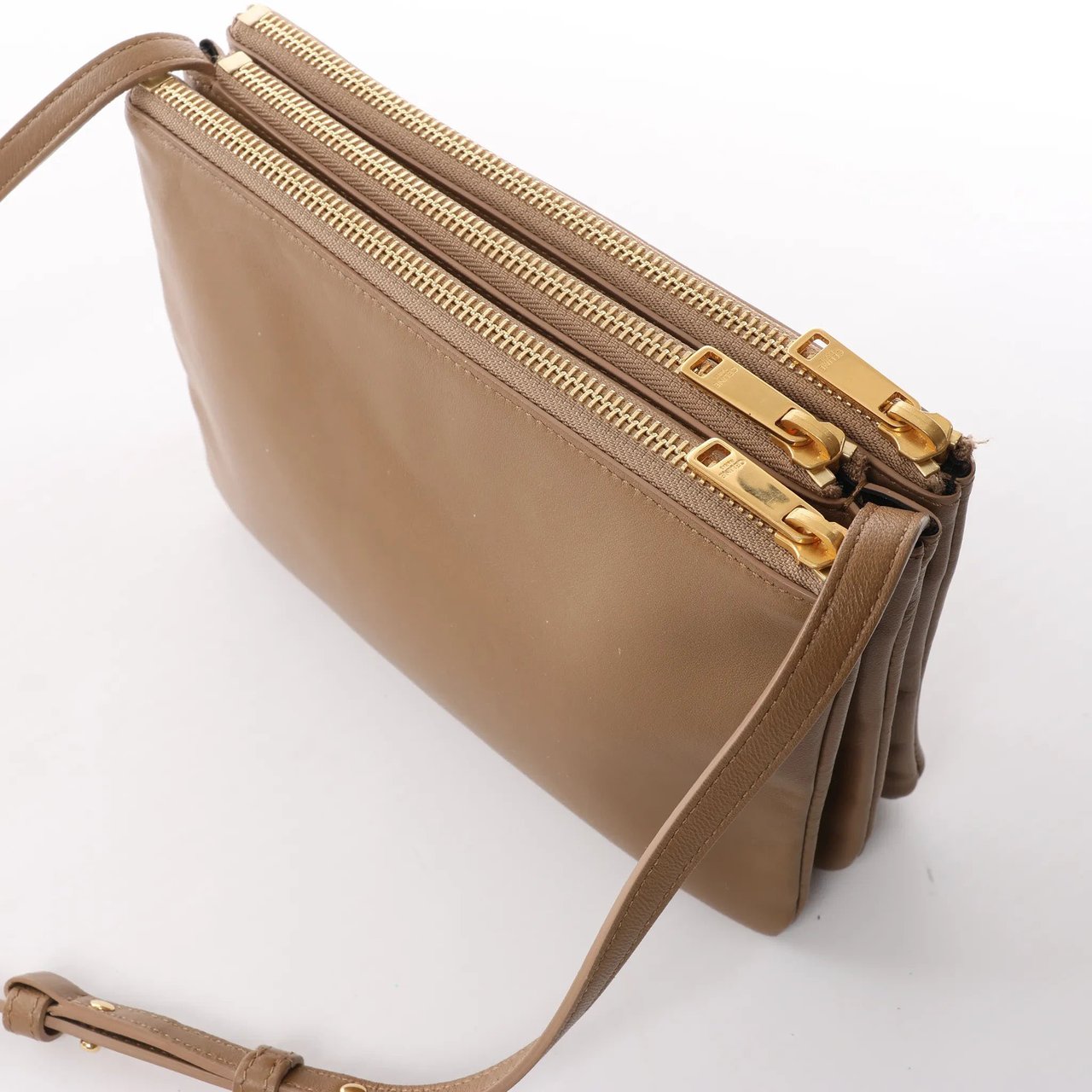 Celine Celine Trio Small Leather Crossbody bag in Brown Bruin