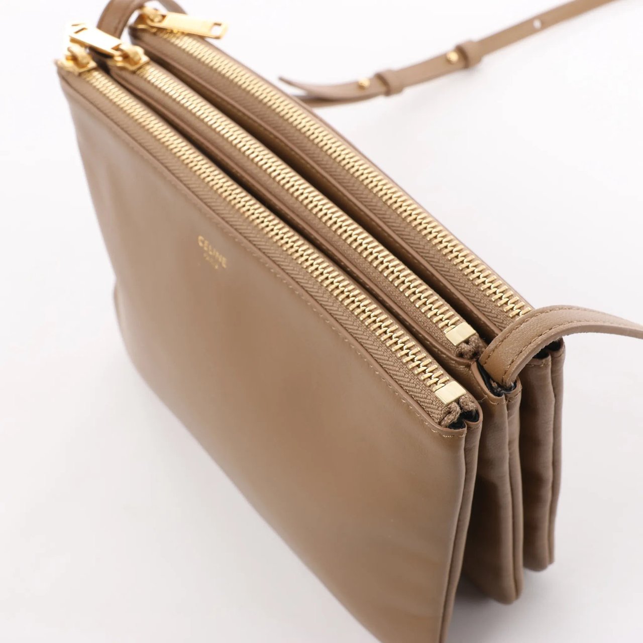 Celine Celine Trio Small Leather Crossbody bag in Brown Bruin