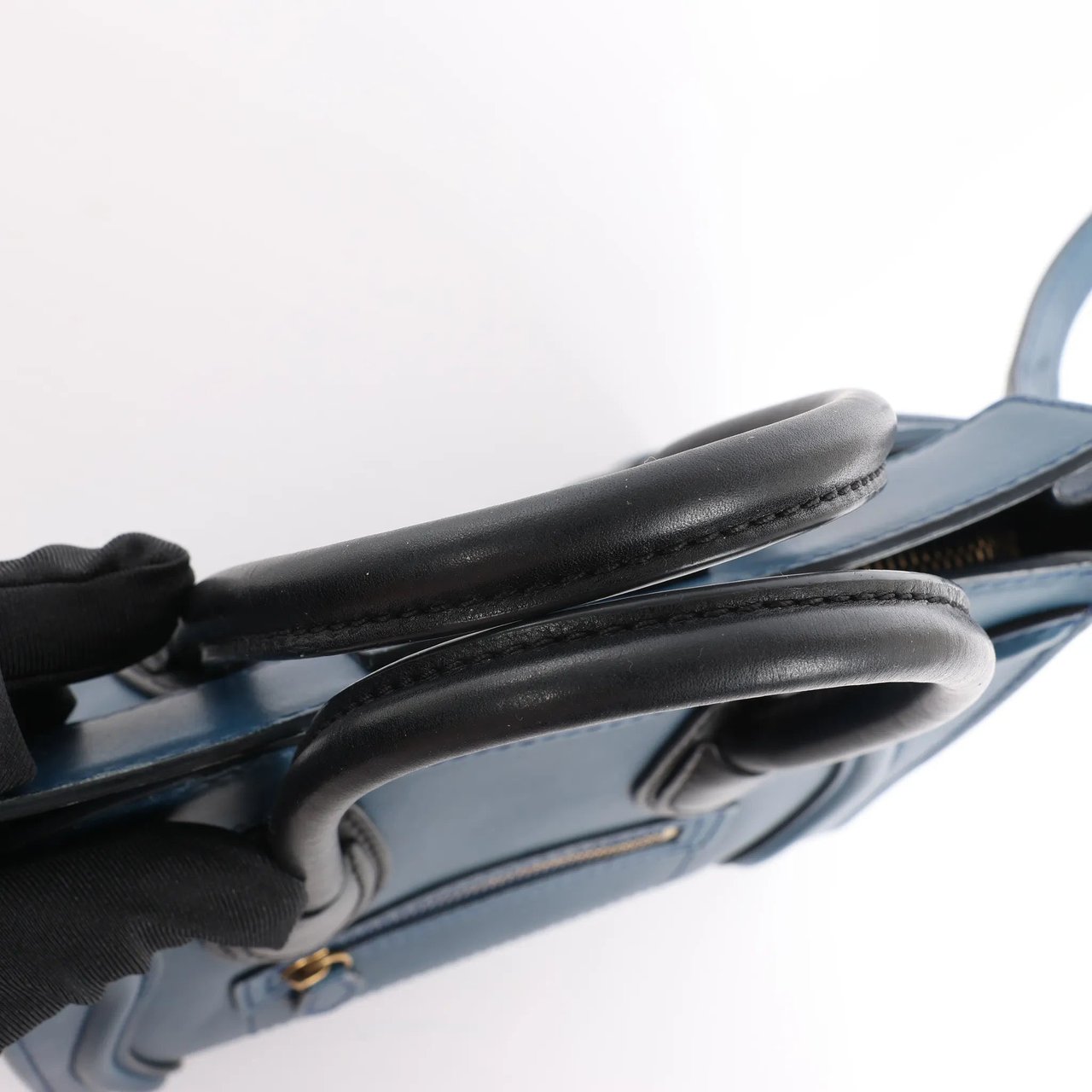 Celine CELINE Nano Luggage Leather 2Way Handbag in Navy Blue Navy