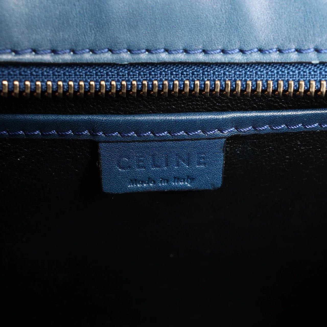 Celine CELINE Nano Luggage Leather 2Way Handbag in Navy Blue Navy