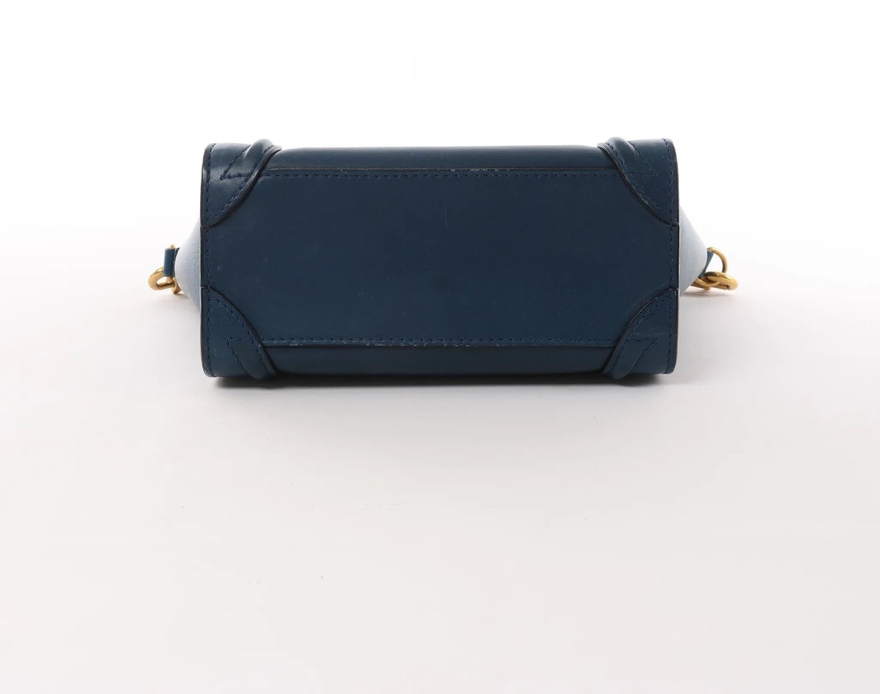 Celine CELINE Nano Luggage Leather 2Way Handbag in Navy Blue Navy