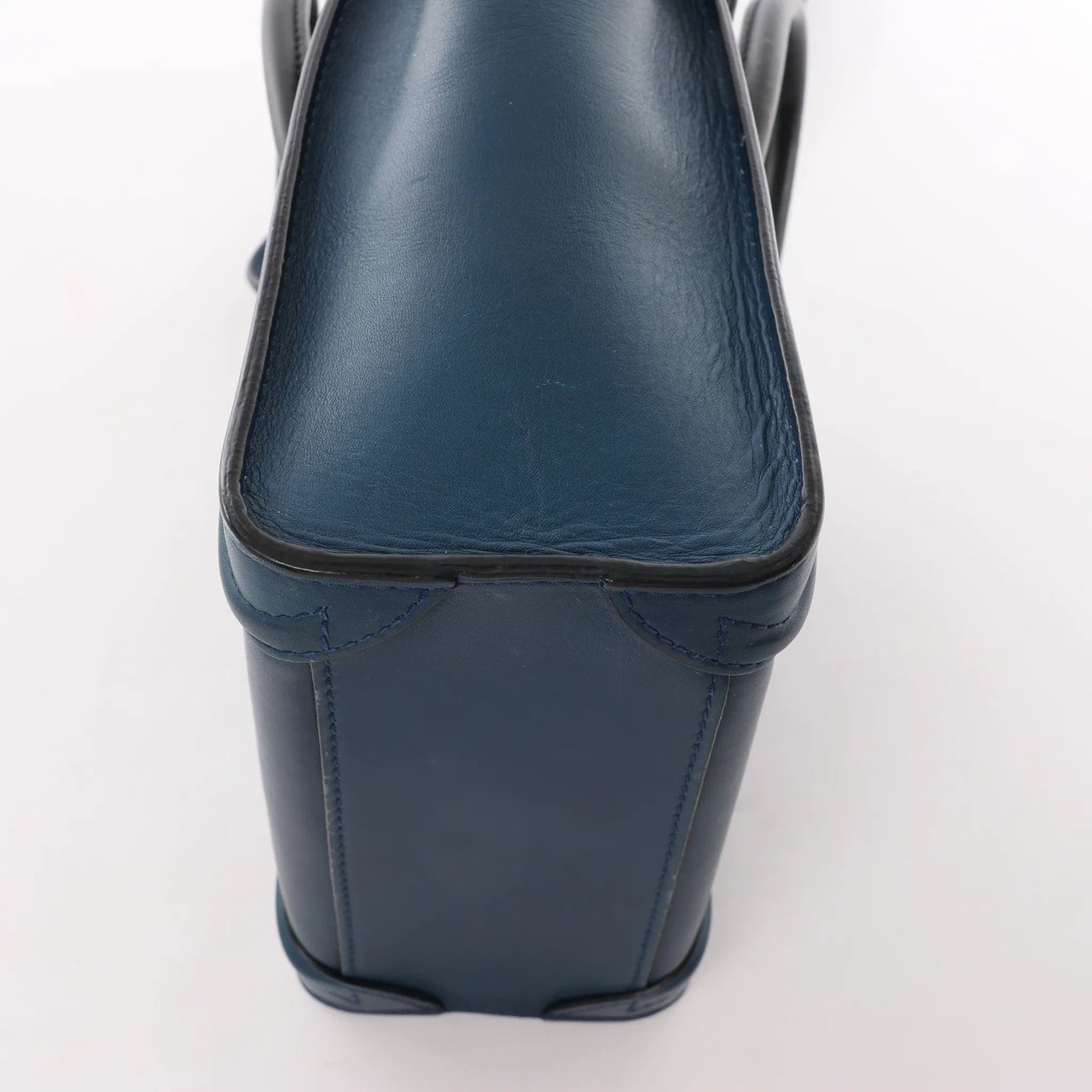 Celine CELINE Nano Luggage Leather 2Way Handbag in Navy Blue Navy