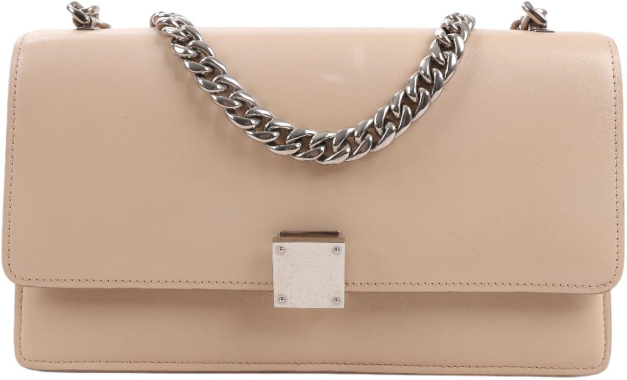 Celine Celine Case Flap Leather Chain Shoulder Bag in Beige Beige