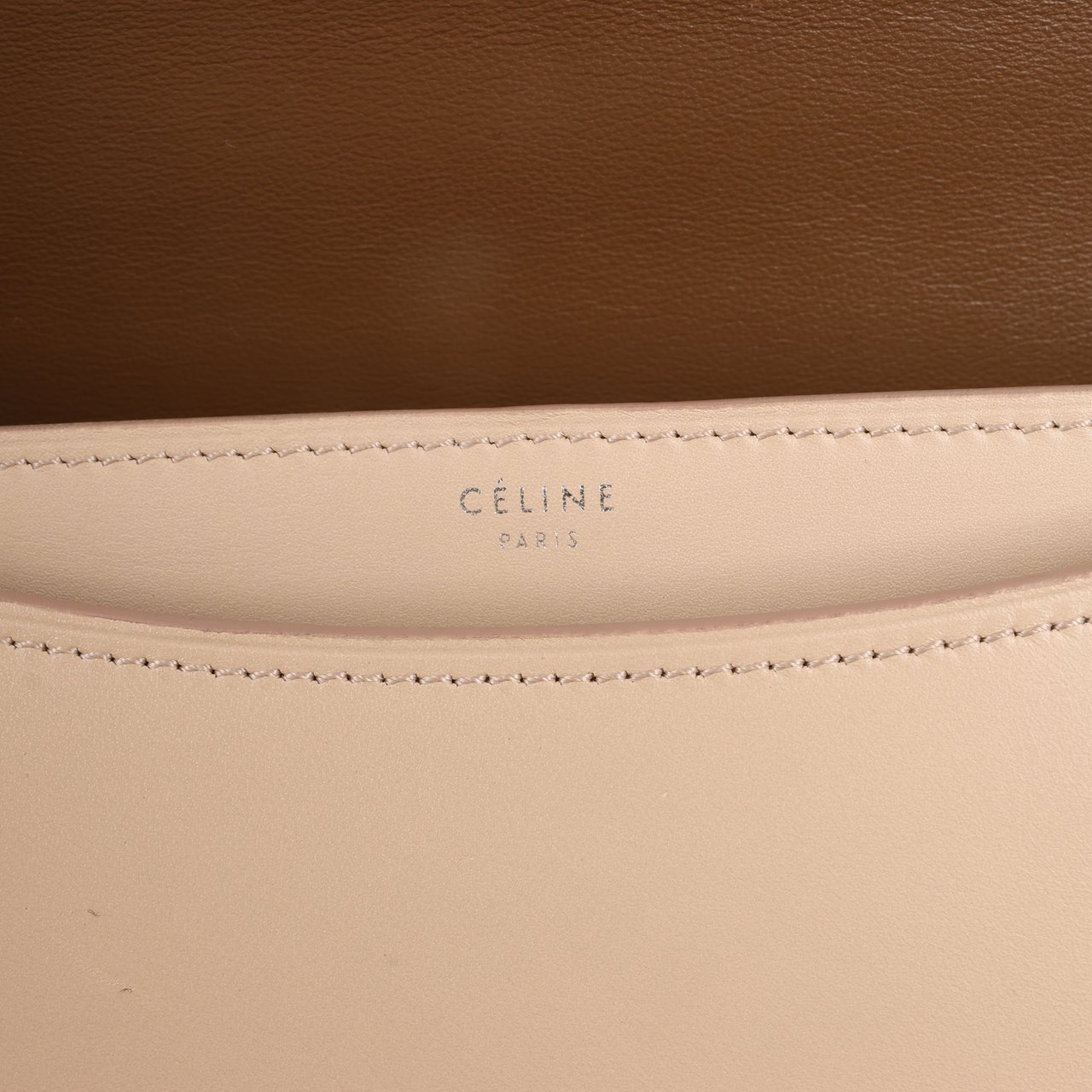 Celine Celine Case Flap Leather Chain Shoulder Bag in Beige Beige