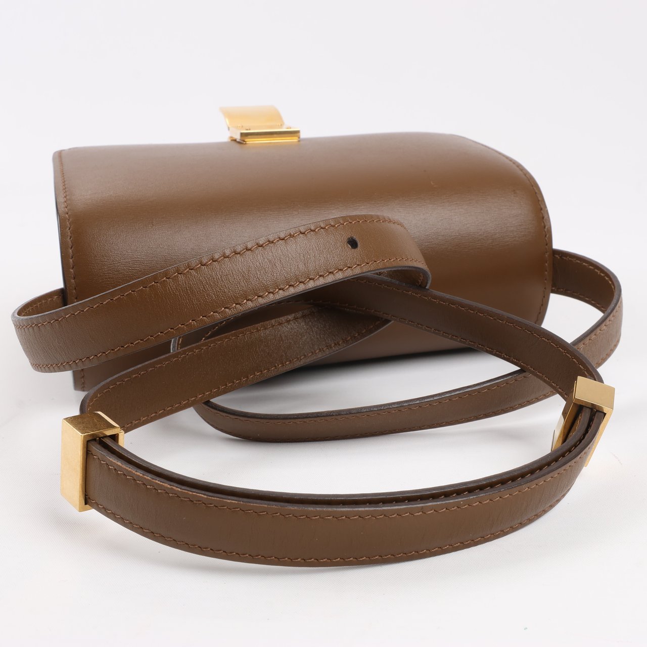 Celine Celine Classic Box Small Leather Shoulder Bag in Brown Bruin