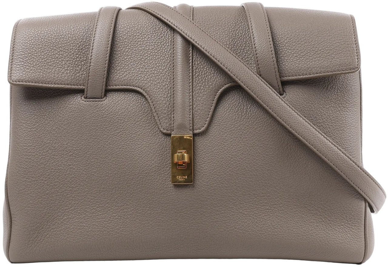 Celine Celine Sac 16 Medium Grained Leather Shoulder Bag in Gray Grijs
