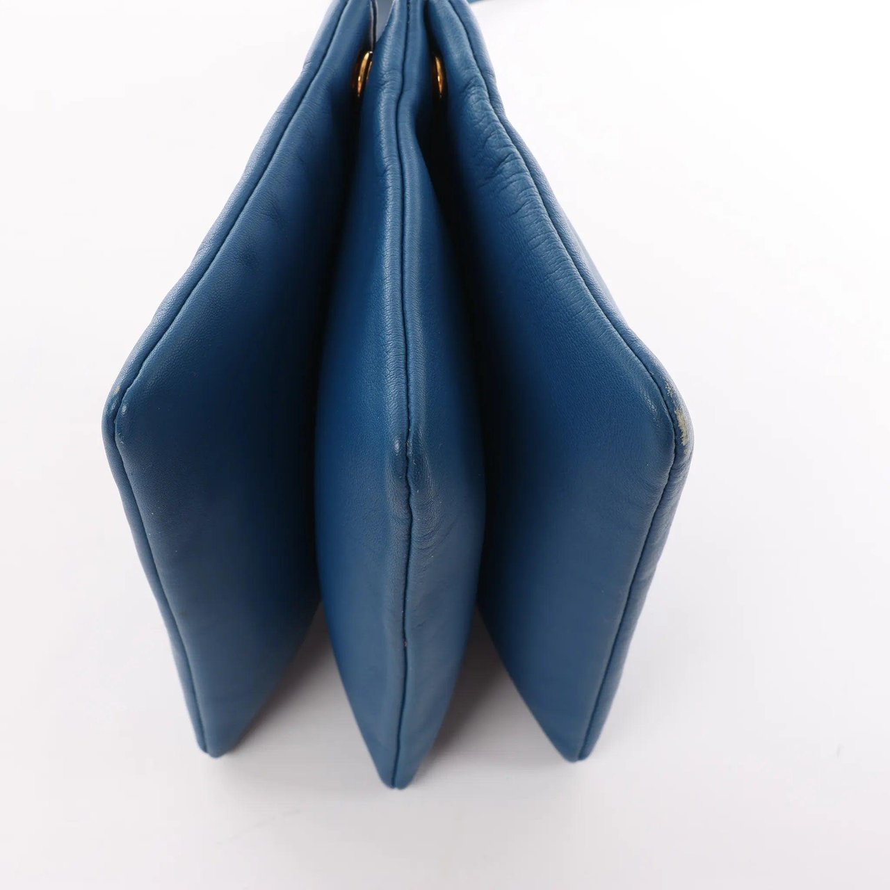 Celine Celine Trio Small Leather Crossbody bag in Blue Blauw