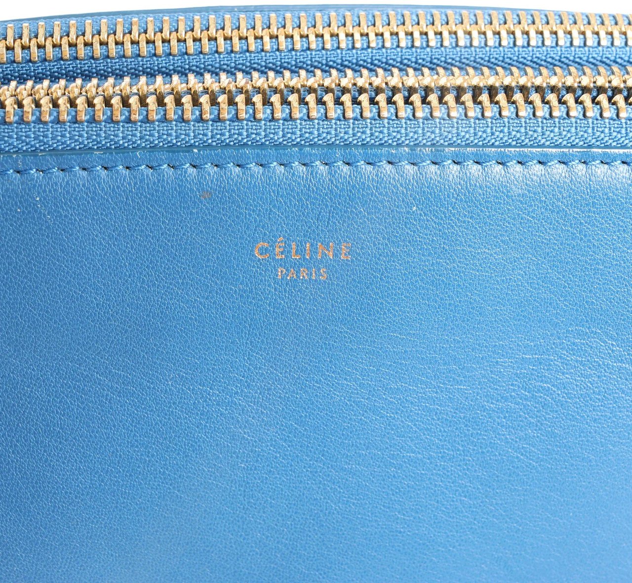 Celine Celine Trio Small Leather Crossbody bag in Blue Blauw
