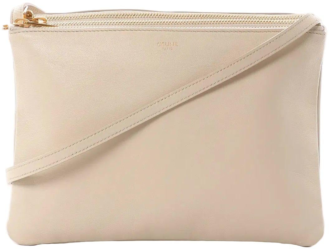 Celine Celine Trio Large Leather Crossbody bag in Beige Beige