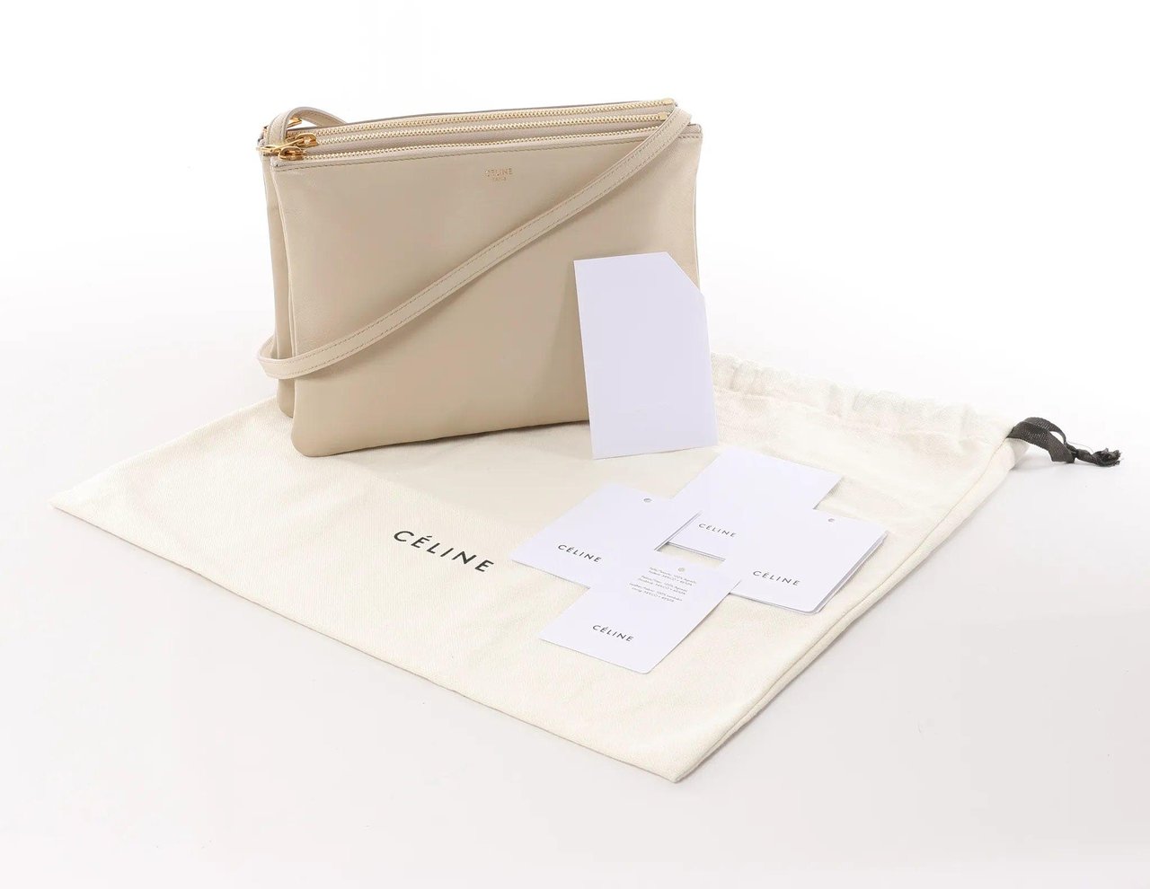 Celine Celine Trio Large Leather Crossbody bag in Beige Beige