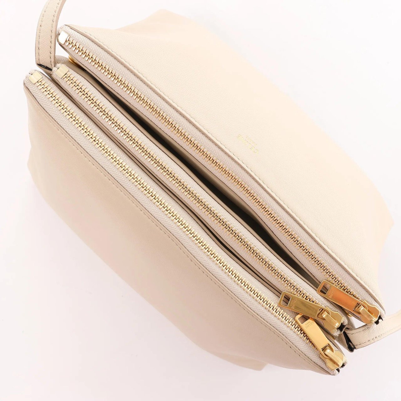 Celine Celine Trio Large Leather Crossbody bag in Beige Beige