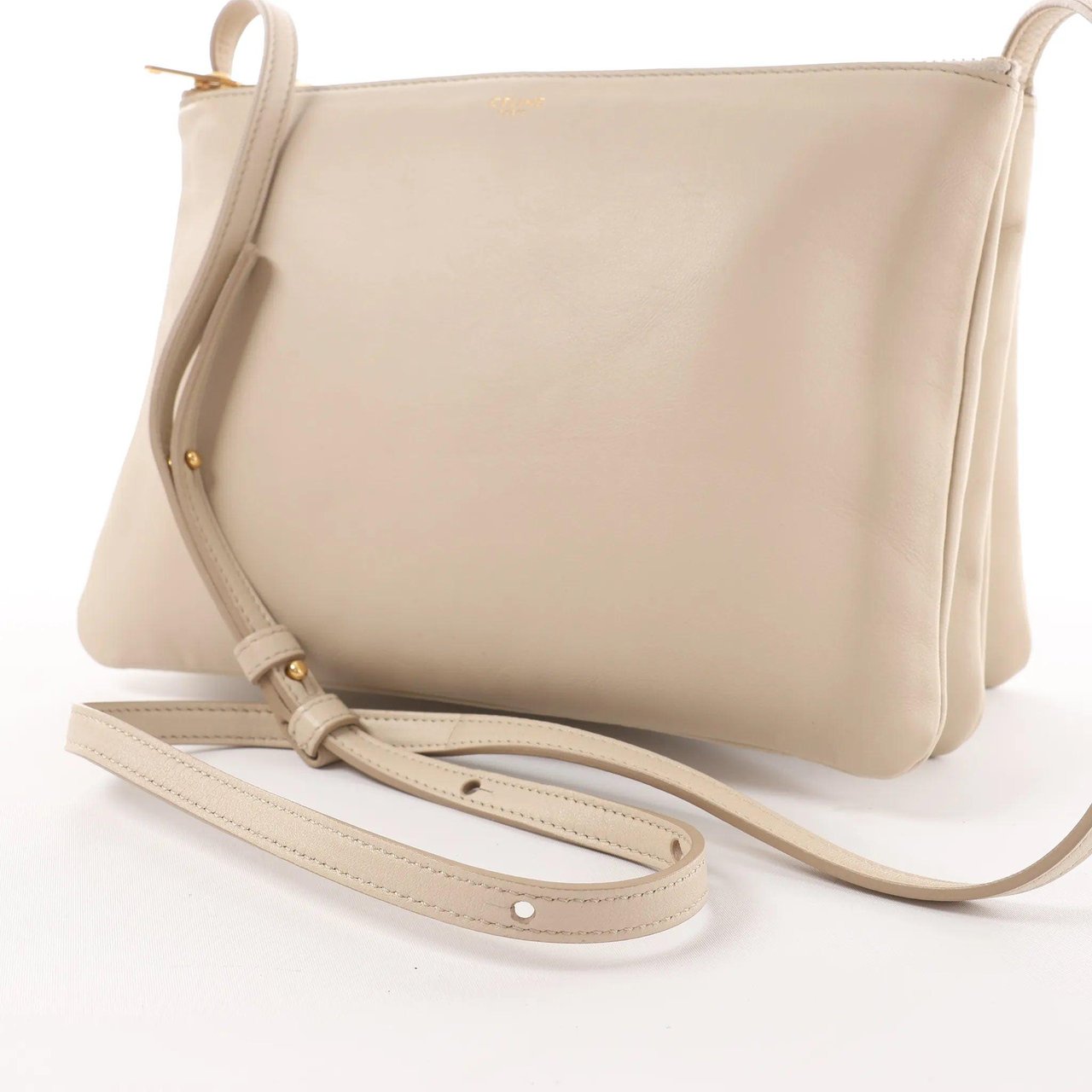 Celine Celine Trio Large Leather Crossbody bag in Beige Beige