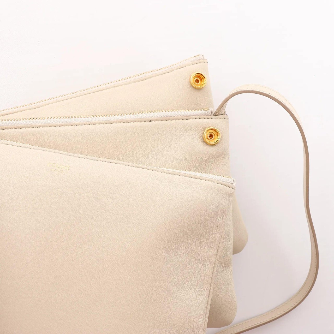 Celine Celine Trio Large Leather Crossbody bag in Beige Beige