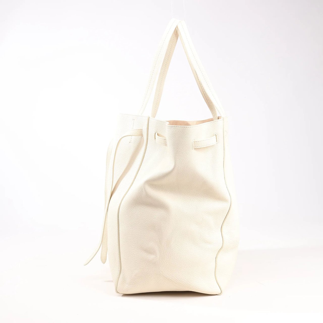 Celine Celine Cabas Phantom Medium Leather Shoulder Bag in White Wit