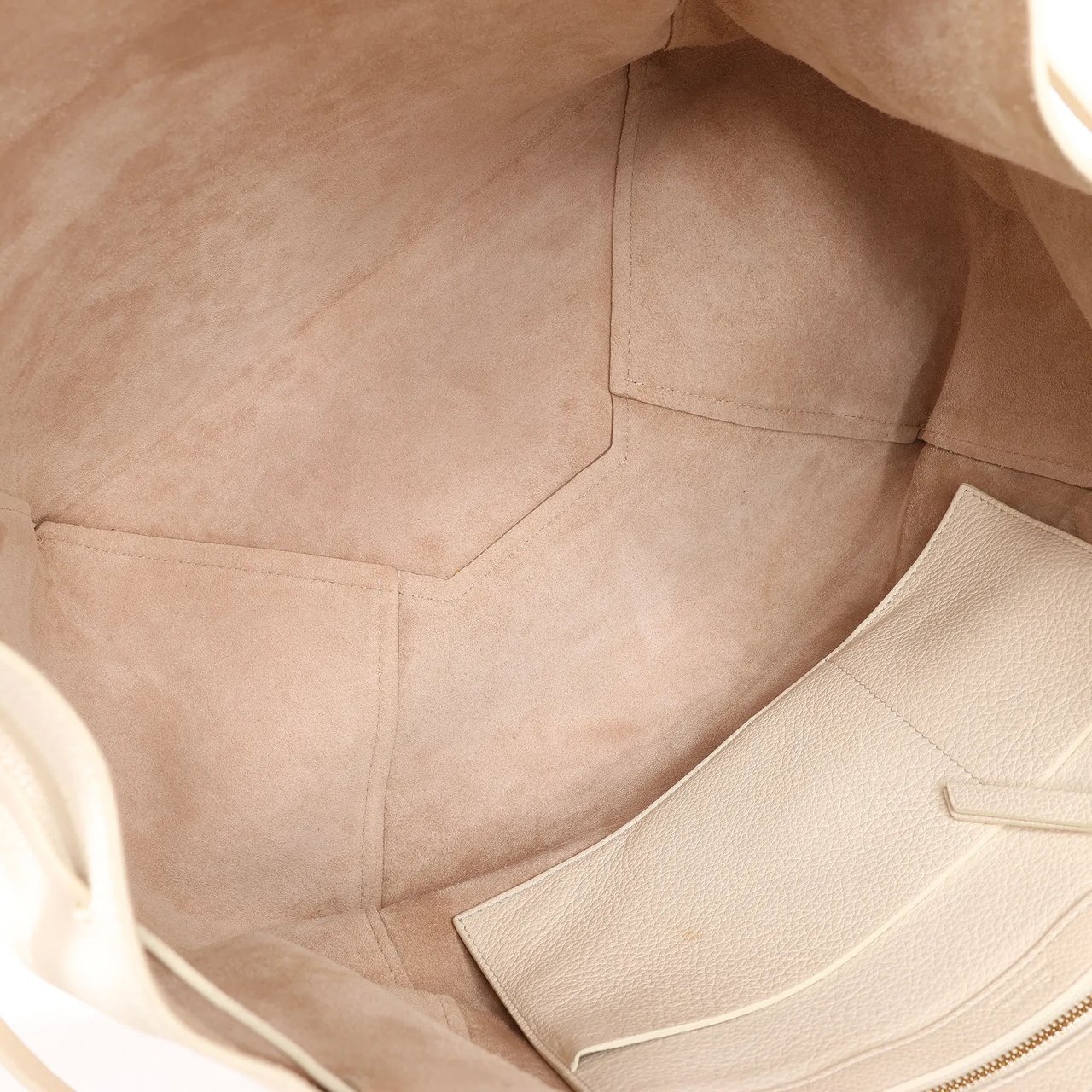 Celine Celine Cabas Phantom Medium Leather Shoulder Bag in White Wit