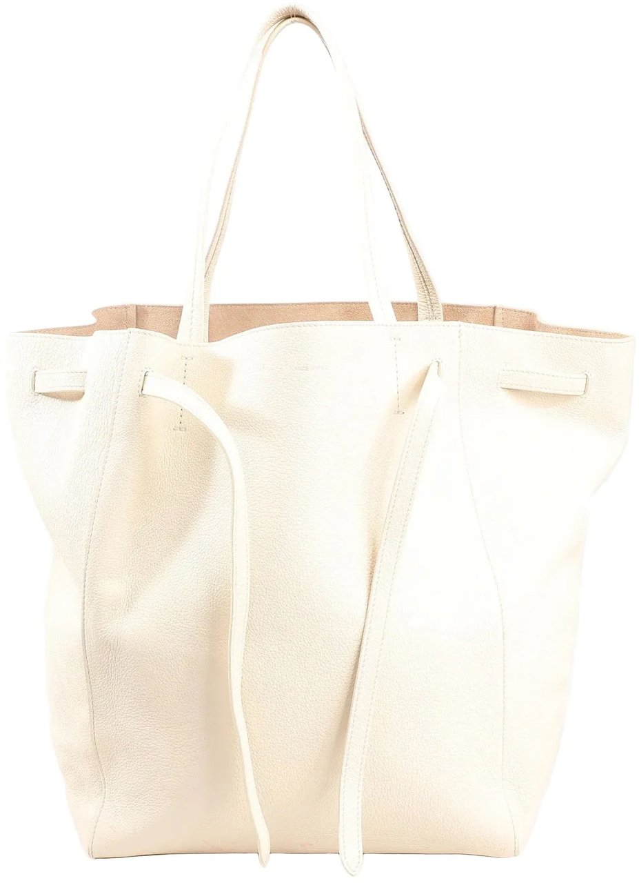 Celine Celine Cabas Phantom Medium Leather Shoulder Bag in White Wit
