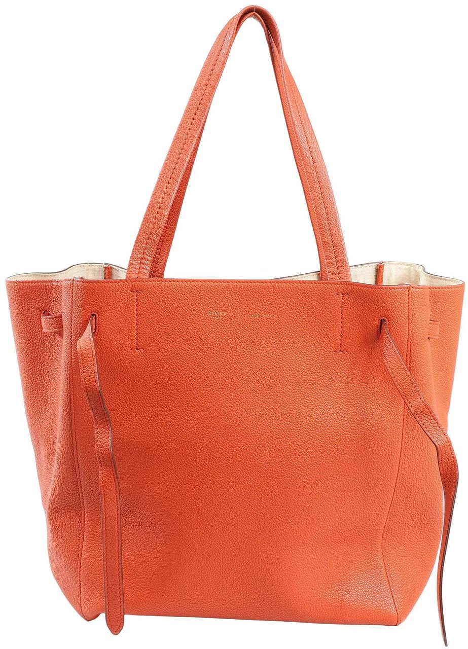 Celine Celine Cabas Phantom Small Leather Shoulder Bag in Orange Oranje