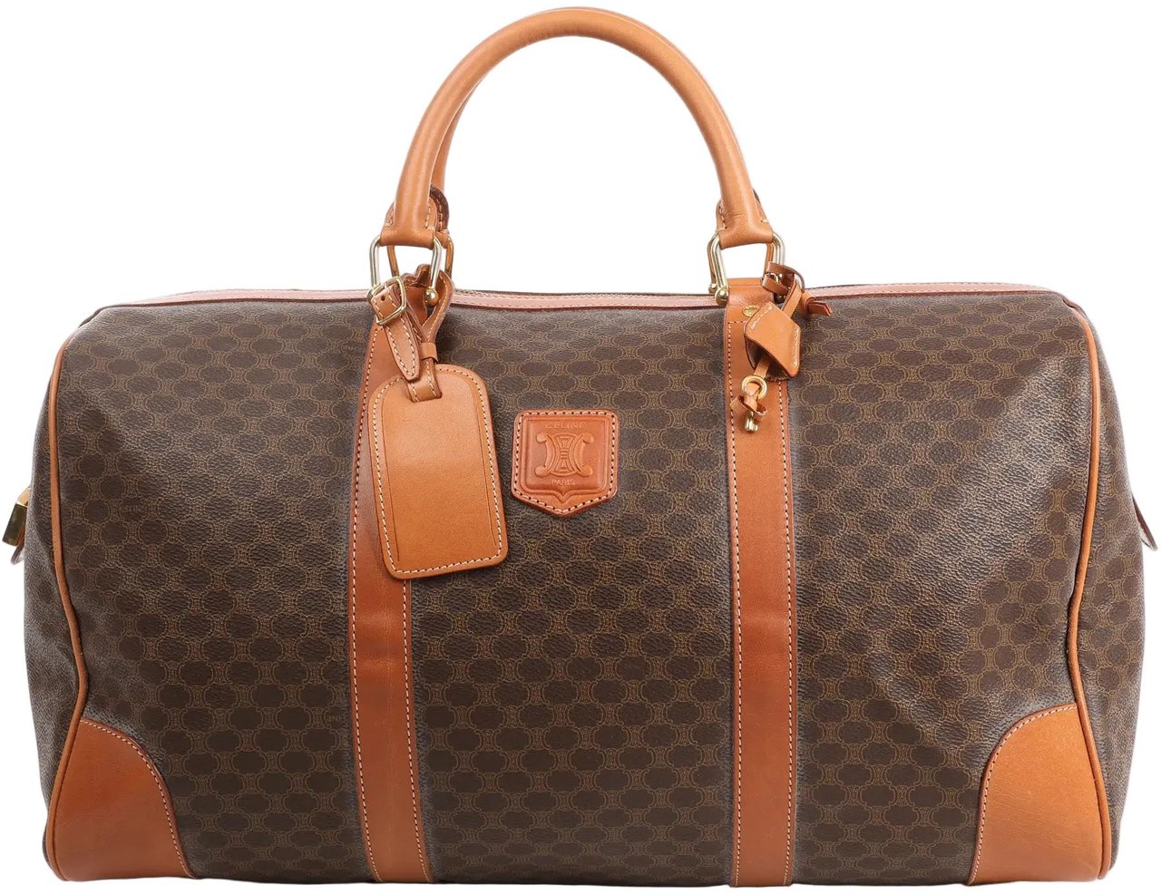 Celine Celine Macadam Boston PVC & Leather Travel Bag in Brown Bruin