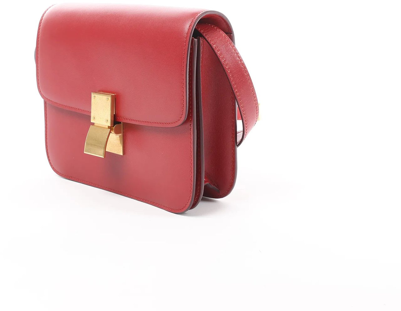 Celine CELINE Classic Box Small Leather Crossbody Bag in Red Rood