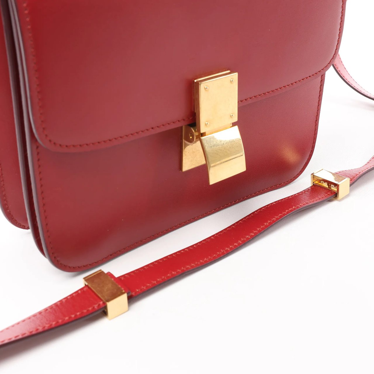 Celine CELINE Classic Box Small Leather Crossbody Bag in Red Rood