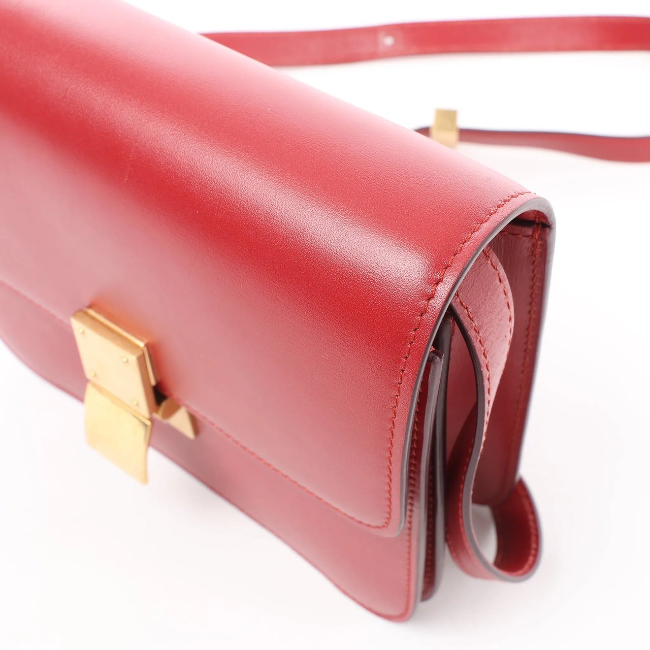 Celine CELINE Classic Box Small Leather Crossbody Bag in Red Rood