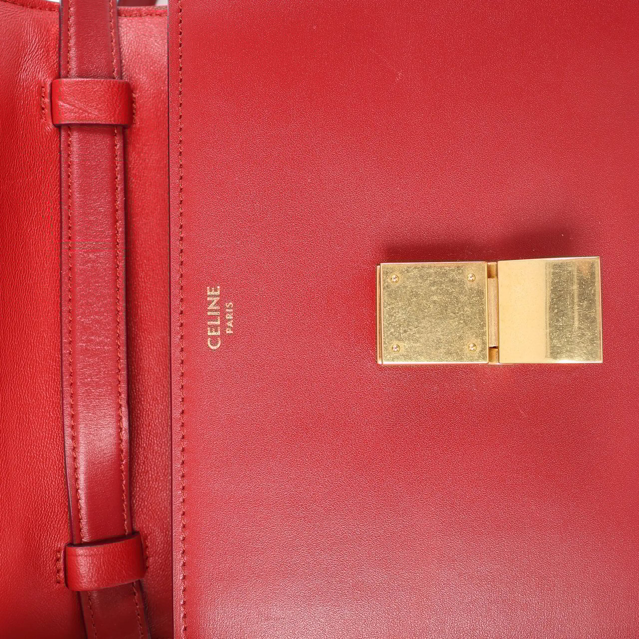 Celine CELINE Classic Box Small Leather Crossbody Bag in Red Rood