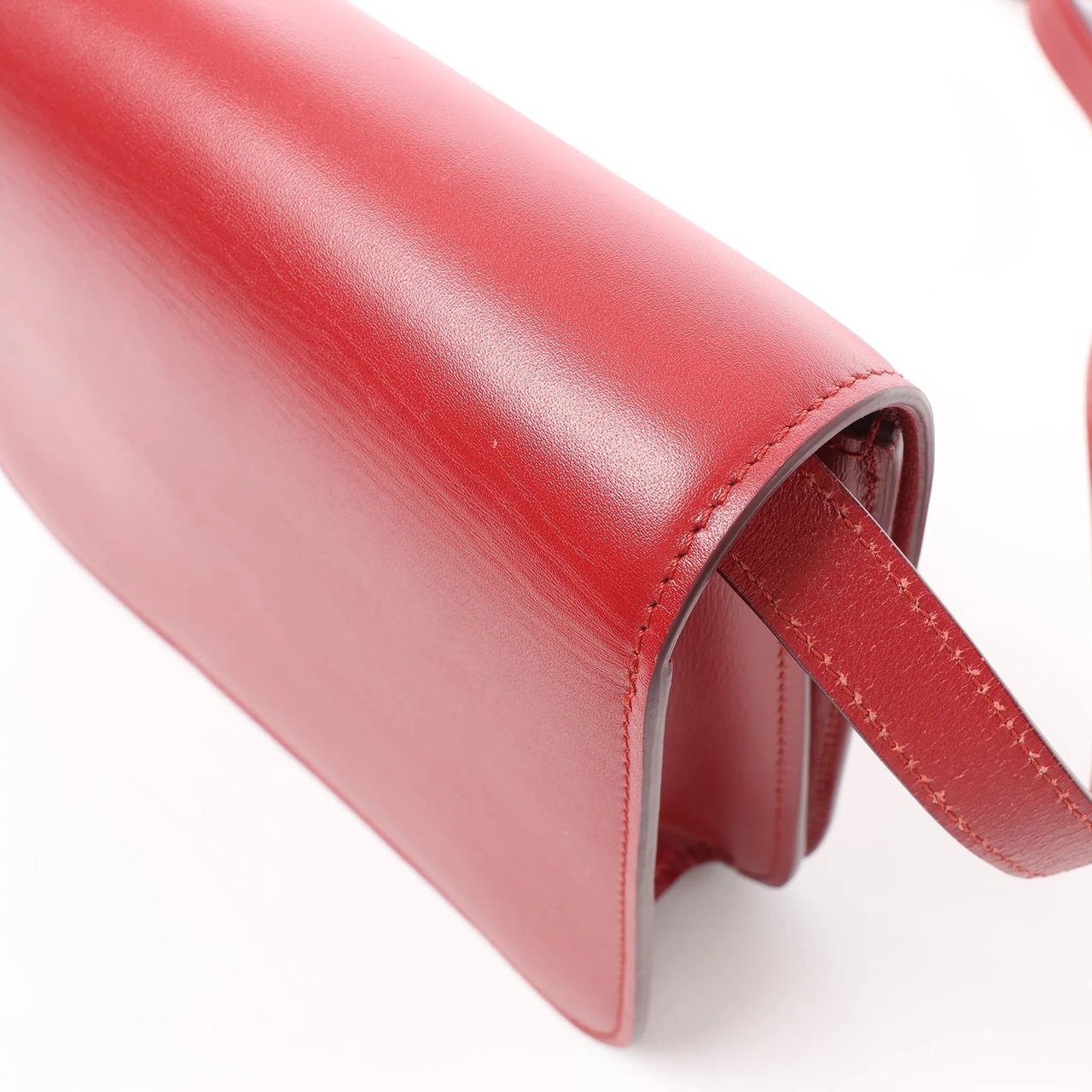 Celine CELINE Classic Box Small Leather Crossbody Bag in Red Rood