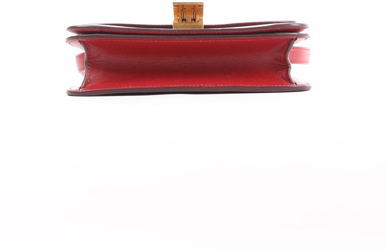 Celine CELINE Classic Box Small Leather Crossbody Bag in Red Rood