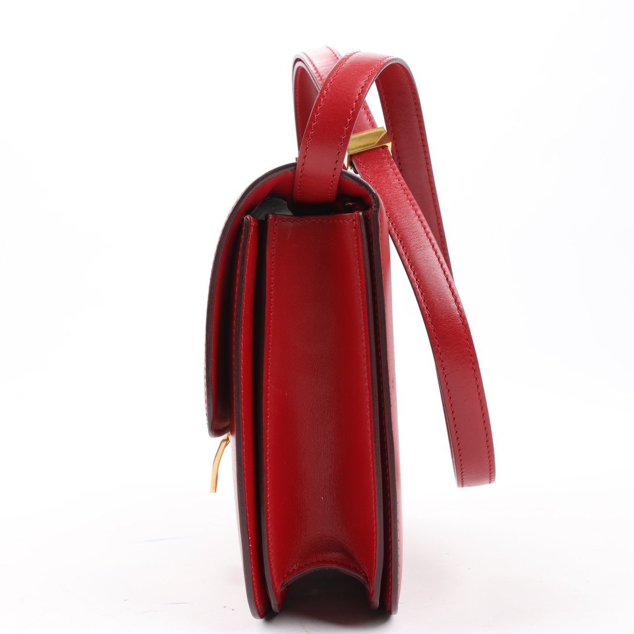 Celine CELINE Classic Box Medium Leather Crossbody Bag in Red Rood