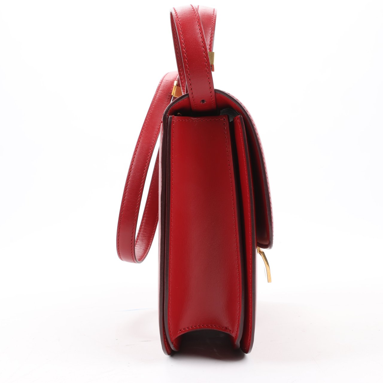 Celine CELINE Classic Box Medium Leather Crossbody Bag in Red Rood