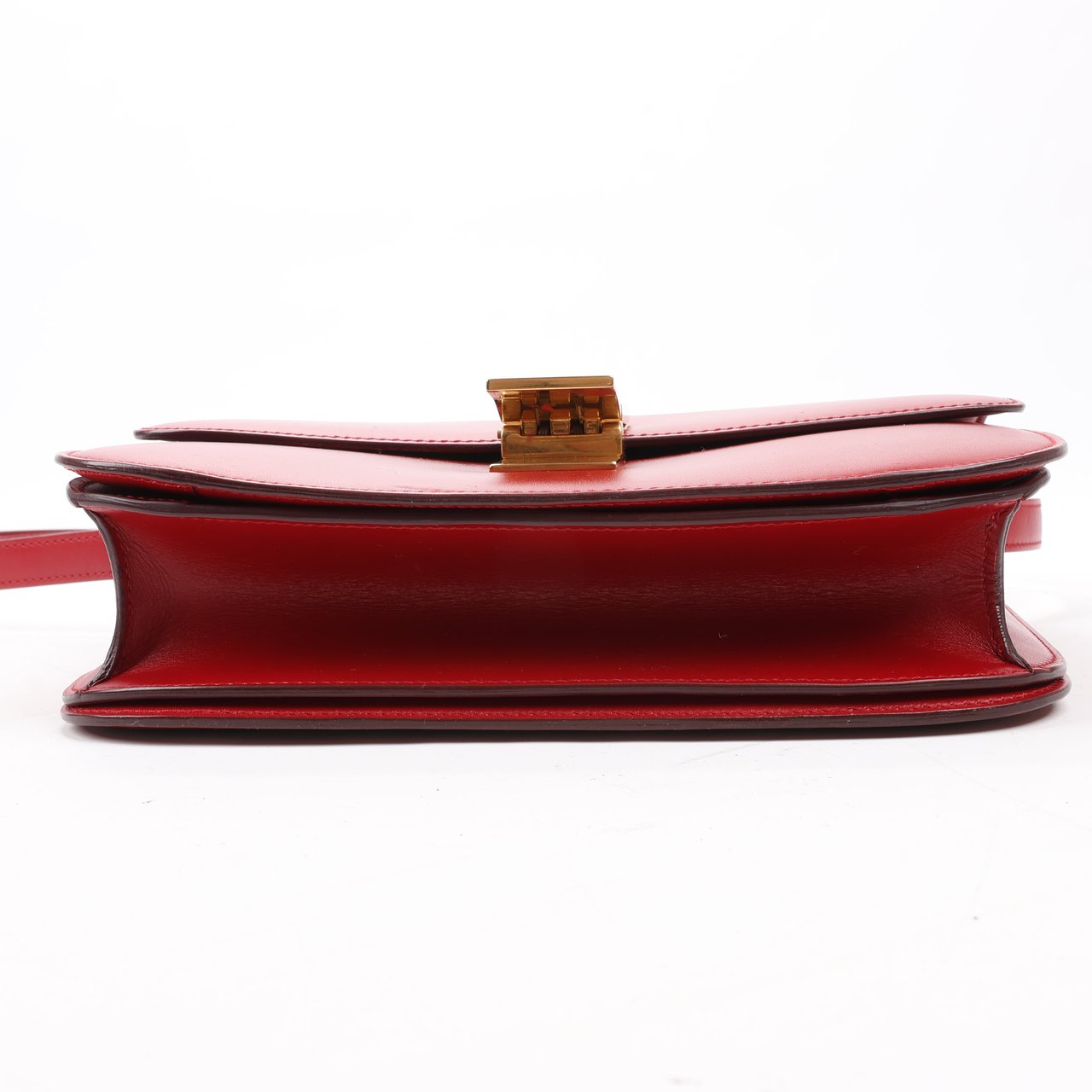 Celine CELINE Classic Box Medium Leather Crossbody Bag in Red Rood