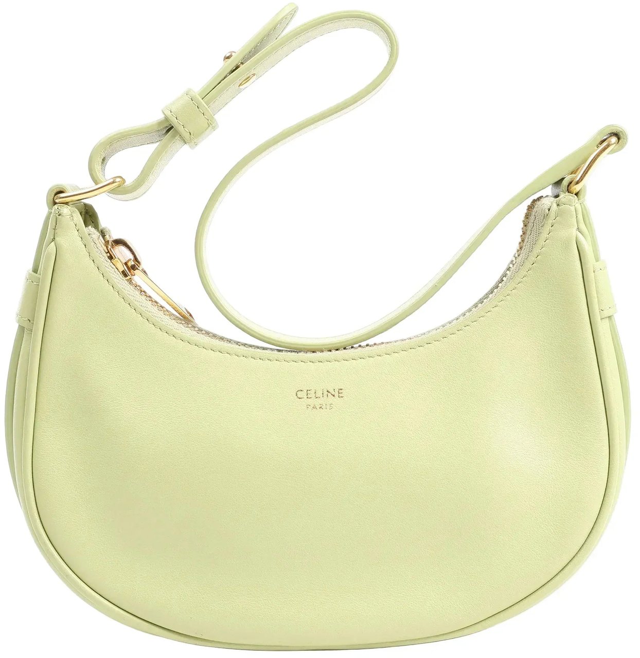 Celine CELINE Ava Leather Shoulder Bag in Green Groen