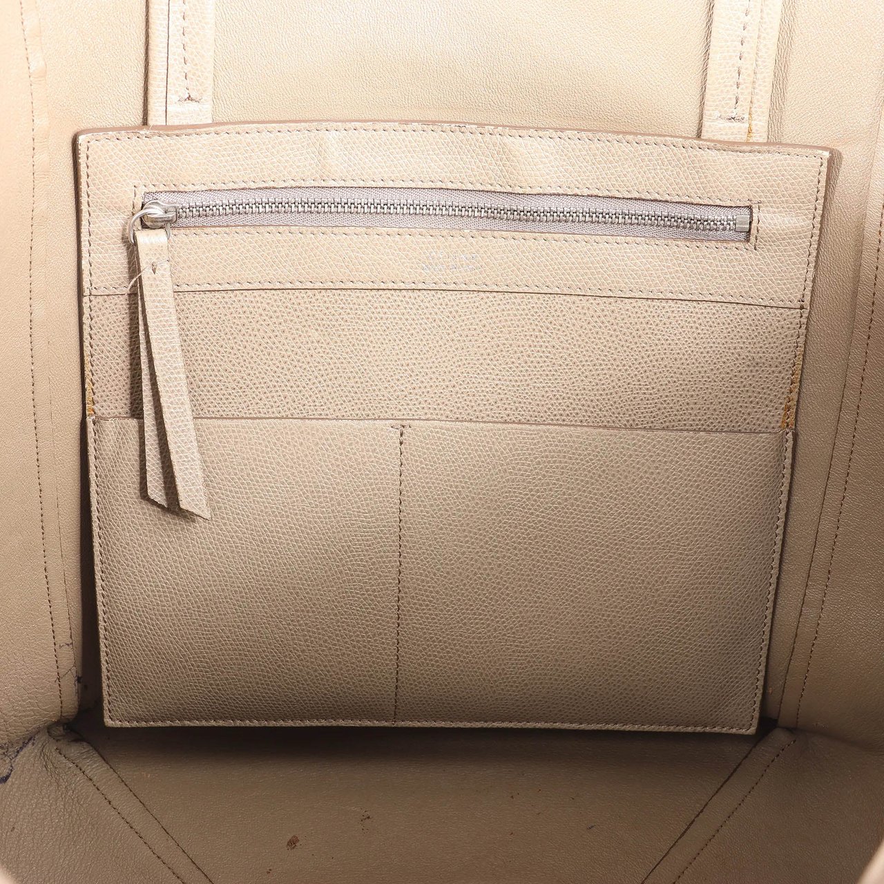 Celine Celine Cabas Phantom Small Leather Shoulder Bag in Beige Beige
