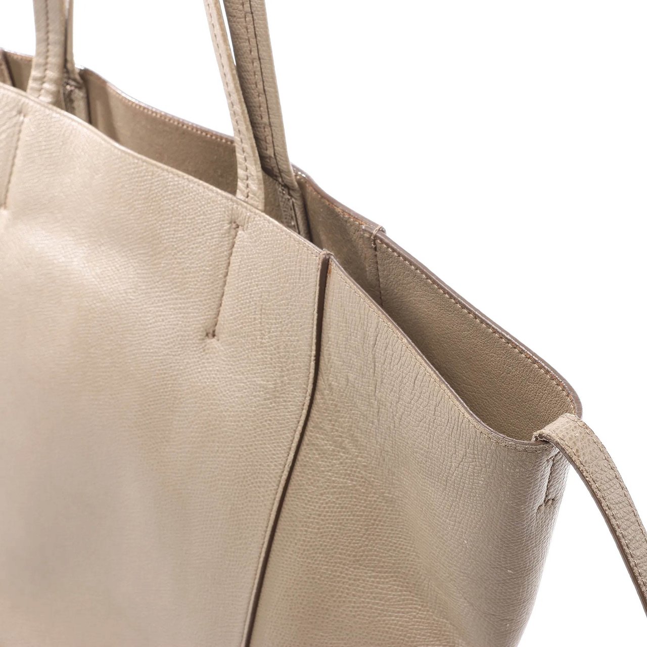 Celine Celine Cabas Phantom Small Leather Shoulder Bag in Beige Beige