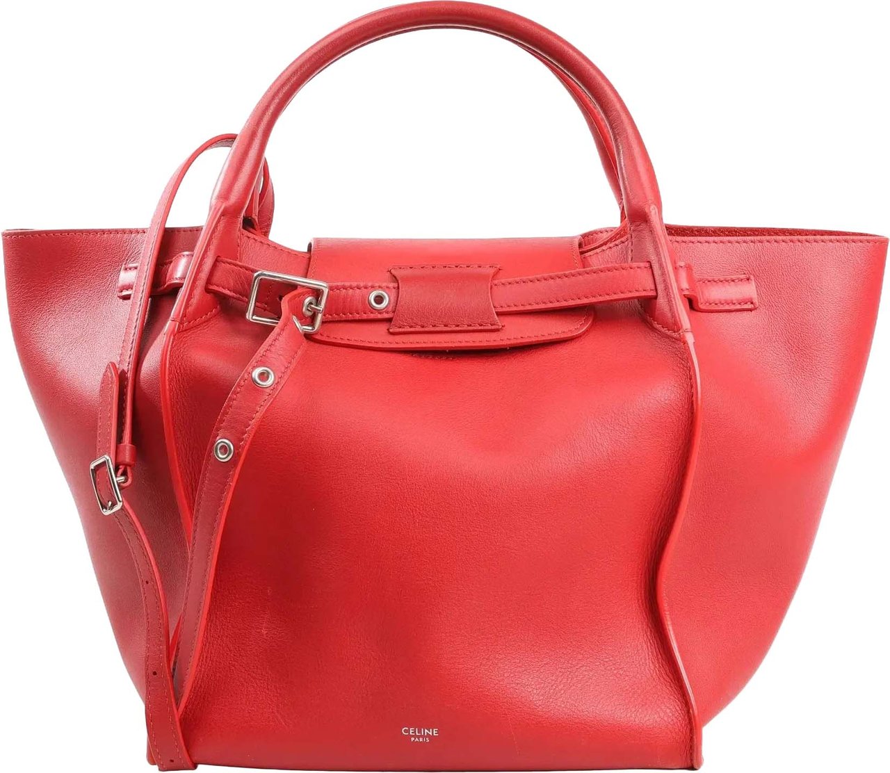 Celine CELINE Big Bag Small Leather 2way Handbag in Red Rood