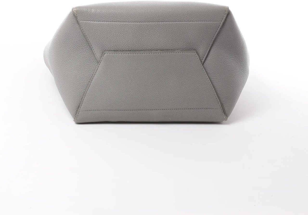Celine CELINE Seau Sangle Bucket Leather Shoulder Bag in Gray Grijs