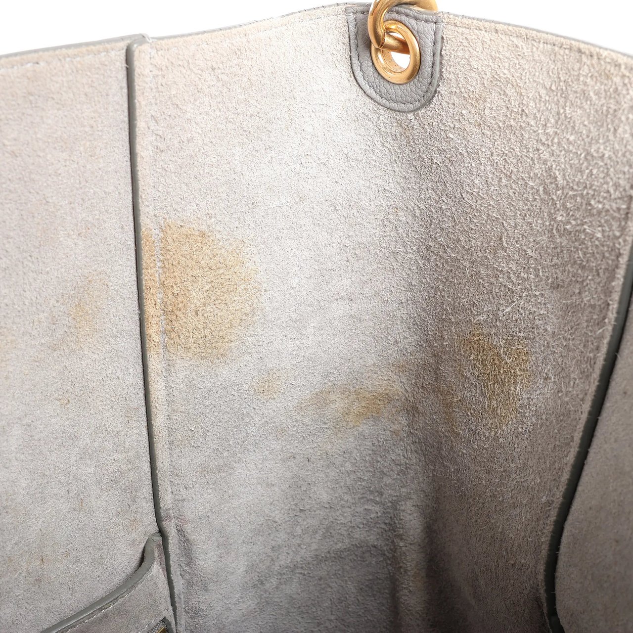 Celine CELINE Seau Sangle Bucket Leather Shoulder Bag in Gray Grijs